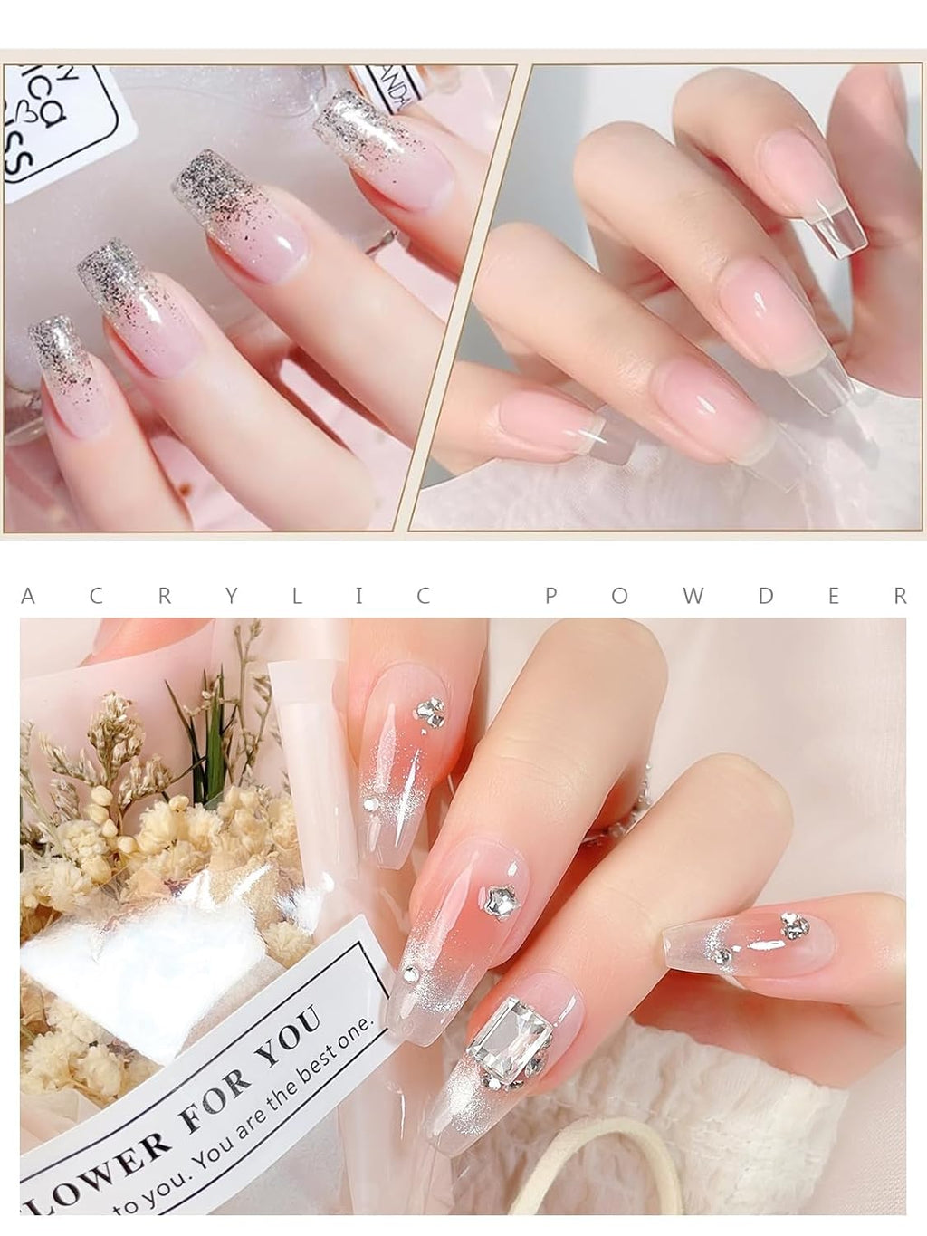 EBANKU Acrylic Nail Powder, 4.2oz Clear Powder for Nail Extensions & Sculpting, Colored Acrylic Nail Powders for French Nail Extension, Gifts for Women