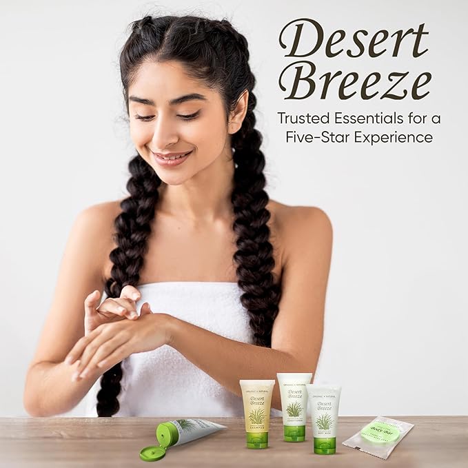 Terra Pure Desert Breeze Hotel Soaps & Toiletries Bulk Set | 1-Shoppe Amenities Kit | 1oz Shampoo & Conditioner, Body Wash, Lotion, Bar Soap | Travel Size | 75 Pieces