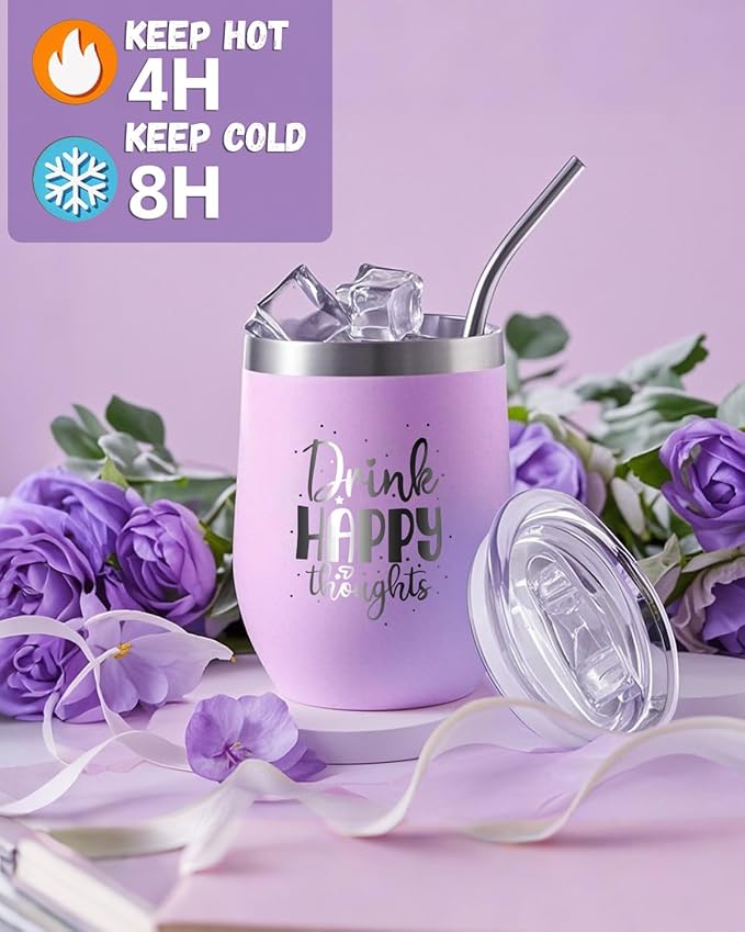 Spa Gift Baskets for Women - 11-Piece Self Care Kit with Soy Candle, Bath Salts, Purple Blanket, Insulated Tumbler, Eye Mask & More – Unique Mothers Day, Birthday, or Get Well Soon Gifts for Women