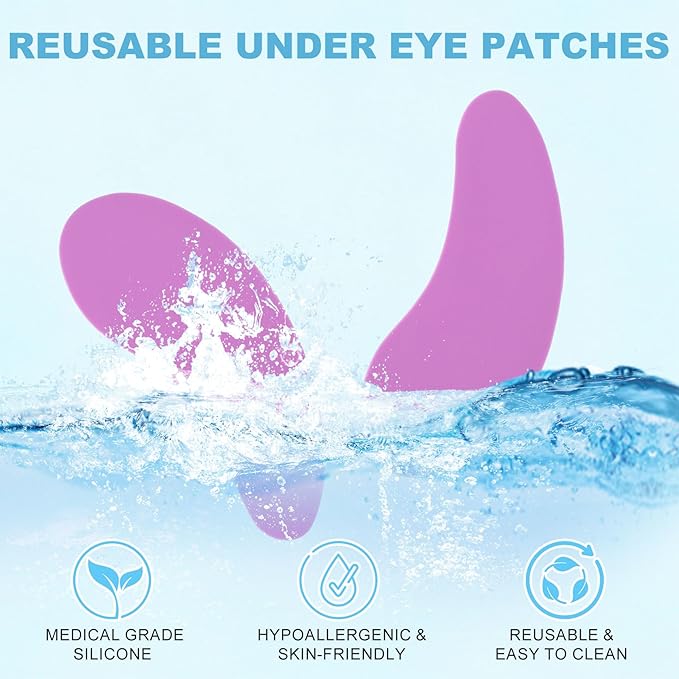 Joez Wonderful Under Eye Patches 4 Pairs, Silicone Reusable Eye Patches, Under Eye Mask for Skin Care Effect to Reduce Wrinkles and Fine Lines, Tin Case