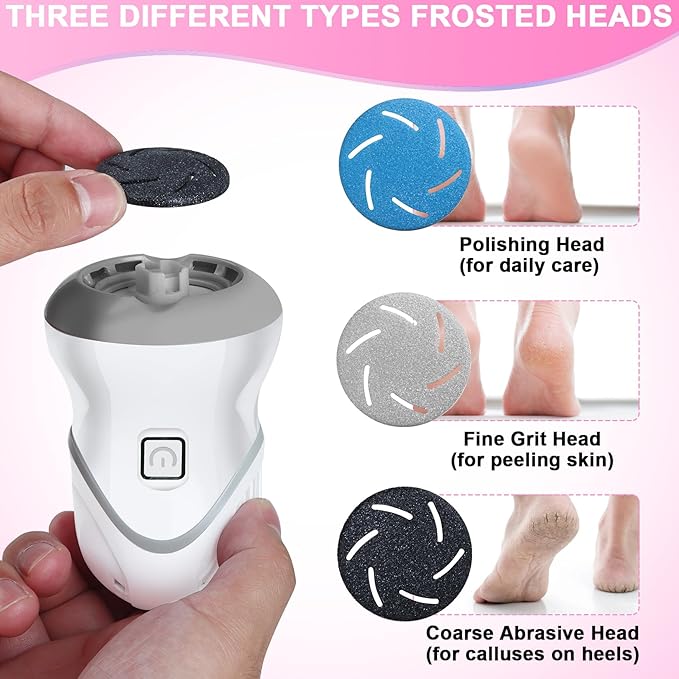 Electric Foot File for Dead Skin Removal, Callus Remover for Feet, Featuring a Dander Vacuum Foot Scrubber with 2 Speeds and 6 Grinding Heads, Foot Calluses Remover Kit for Cracked Skin.