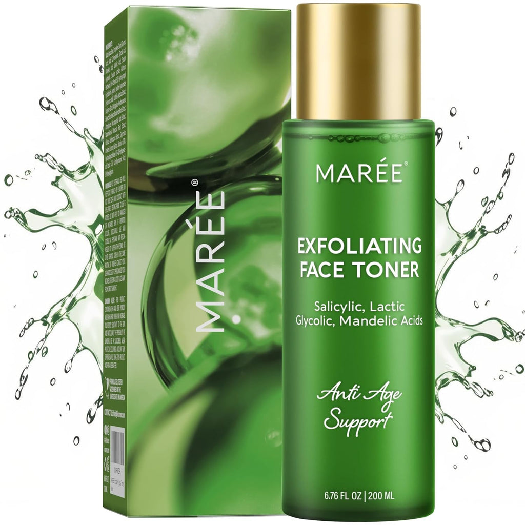 MAREE Exfoliating Toner with Salicylic Acid – AHA BHA Face Exfoliant & Pore Cleaner – BHA Liquid Exfoliant for Sebum & Dead Skin Care Remover – Face Exfoliator – Acido Salicilico Exfoliante Facial