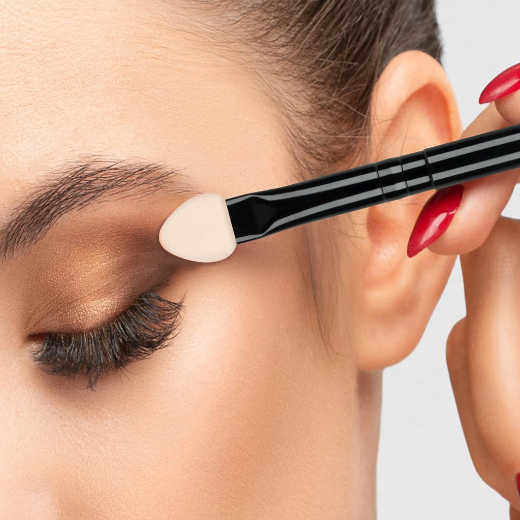 Foam Eyeshadow Applicators Double Sided Sponge Tip Reusable，20Pcs Professional Organic Long Handle Washable Makeup Eye Shadow Brush Set