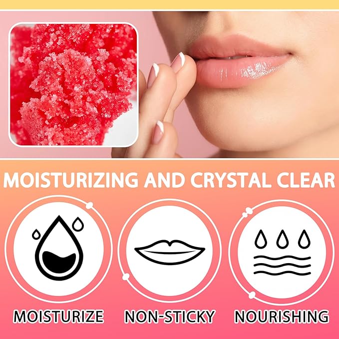 Strawberry and Orange Flavour Lip Scrubs Set,2 Pack Hydrating Lip Scrubber Exfoliator,Lip Moisturizer Care Product for Chapped Dry Dark Lips