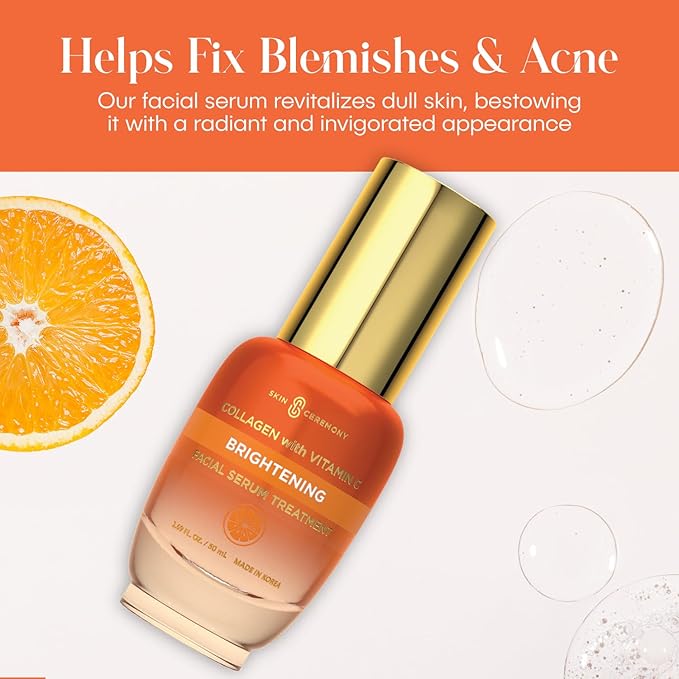 Collagen & Vitamin C Face Serum - Anti-Aging, & Smoothing - Dermatologist Tested, Clean Beauty, Cruelty Free Korean Skin Care for All Skin Types - 1.69 FL.OZ.