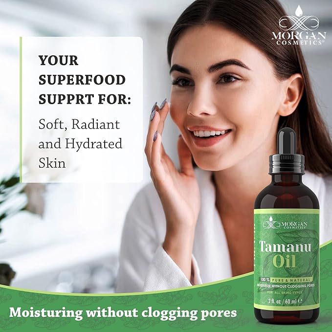 Morgan Cosmetics 100% Pure Tamanu Oil, Cold Pressed, USDA Certified Organic, 2 fl oz