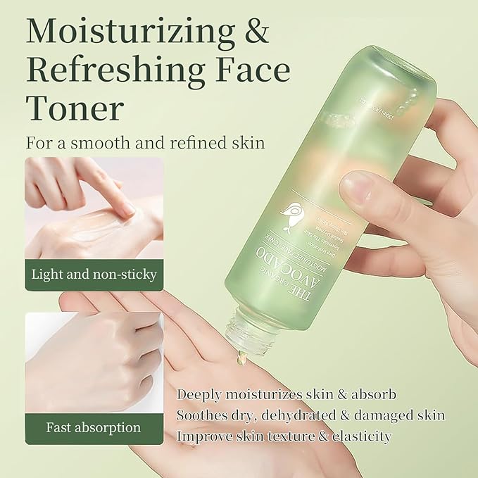 Avocado Skin Care Set, 4 PCS Moisturizing Skincare Set, Anti Aging Skin Care Routine Kit For Women With Toner, Lotion, 2 PCS Eye Cream, Travel Facial Skincare Kits, Daily Skin Care.