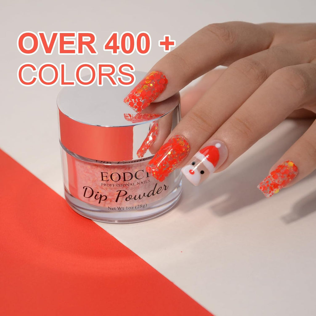 1oz Glitter Sequins Red Color Dip Powder Nails Dipping Nails Long-lasting Nails No UV Light Needed, Dipping Powder French Nail Art Starter Manicure Salon DIY at Home