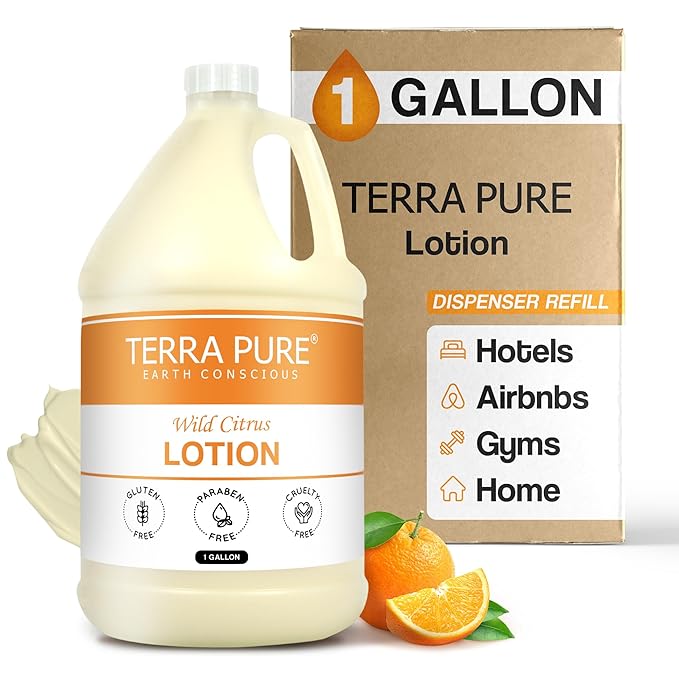 Terra Pure | 1 Gallon Lotion | Luxury Hotel Toiletry Bulk Size| Designed to Refill Soap Dispensers | 128 oz