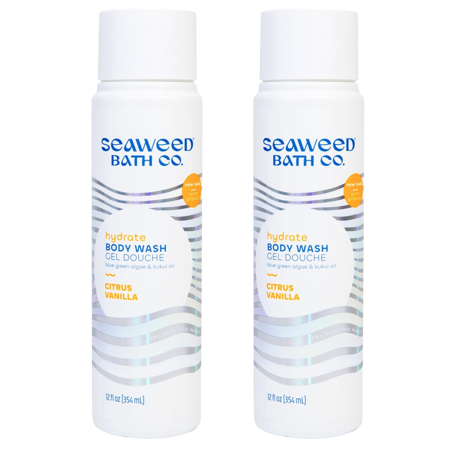 Seaweed Bath Co. Hydrate Body Wash - Citrus Vanilla | Foaming Shower Gel Cleanser with Natural Ingredients | Vegan, Paraben and Sulfate Free | For Women and Men | 12 oz (Pack of 2)