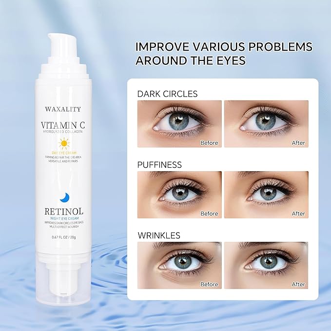 Under Eye Cream Dark Circles, Under Eye Skin Treatment Cream Reduces Puffiness, Fine Lines, Wrinkles and Eye Bags, Day & Night Brightening, Moisturizing & Firming Eye Serum with Vitamin C & Retinol