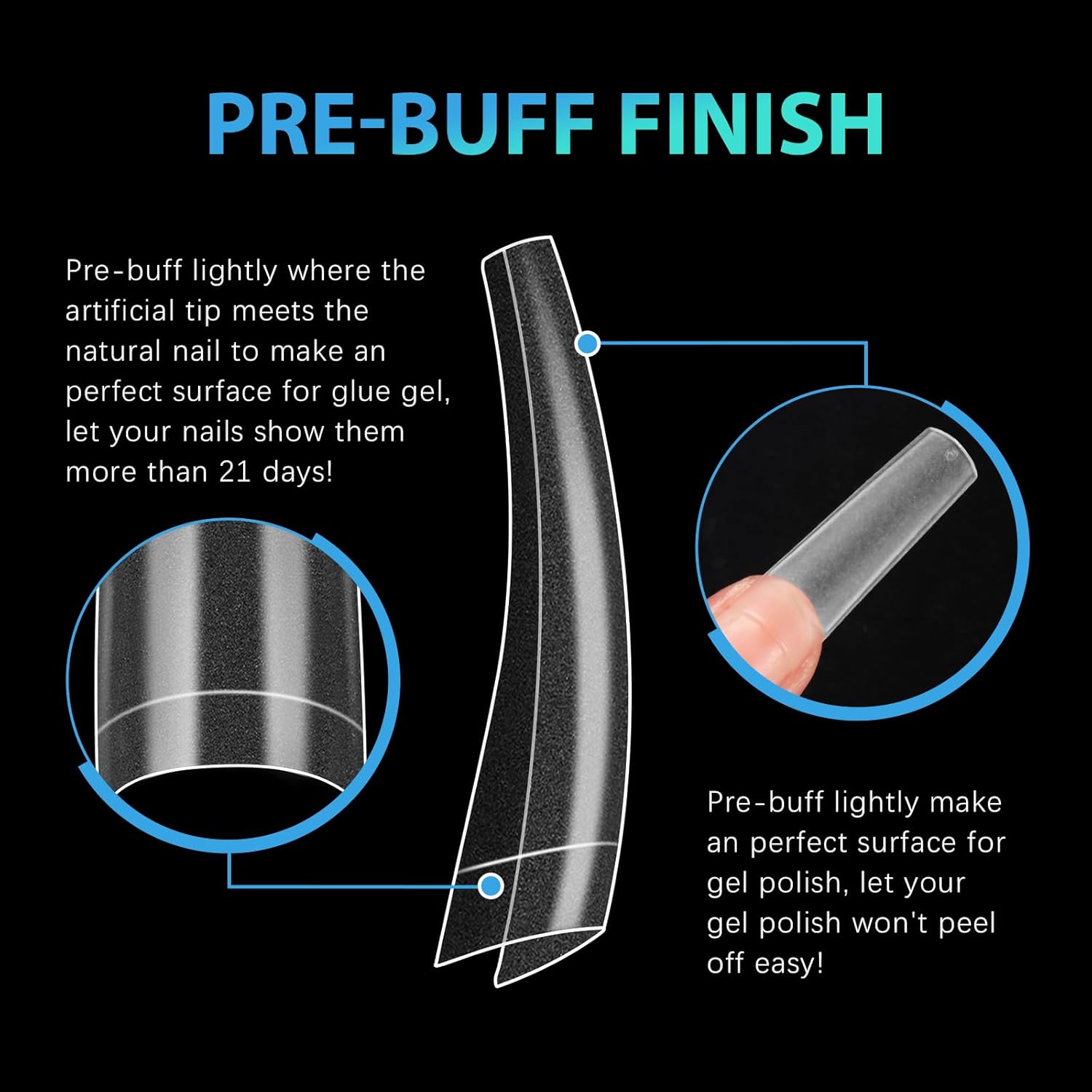 Long Coffin Nails Tip - INFELING Clear Gel Nail Tips 500PCS Half Cover Nail Tips for Acrylic Nails Professional with Box for Nail Salons Home, 10 Sizes