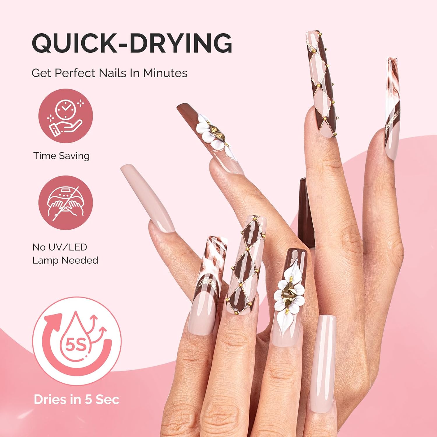 MelodySusie Nail Glue for Press on Nails Acrylic Nail Tips Quick-Drying Super Strong Long Lasting Adhesive for Fake Nails No UV Lamp Needed with Easy Application 10ml