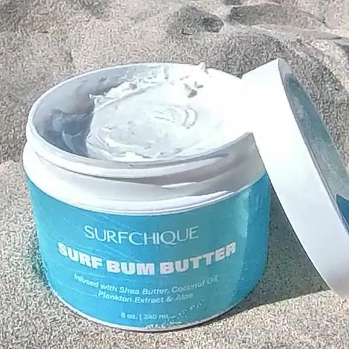 Surf Bum Whipped Moisturizing Body Butter with Light Tropical Scent of Coconut, Vanilla, Mango, & Papaya (8 oz)