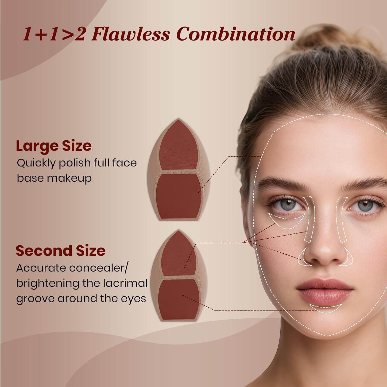 Honeycomb Film Makeup Sponge for Foundation, Reduces Liquid & Cream Waste, Soft and Latex Free, Skip the Pre-Wetting,Designed for Face & Foundation, 2PCS Beauty Makeup Blender Sponges