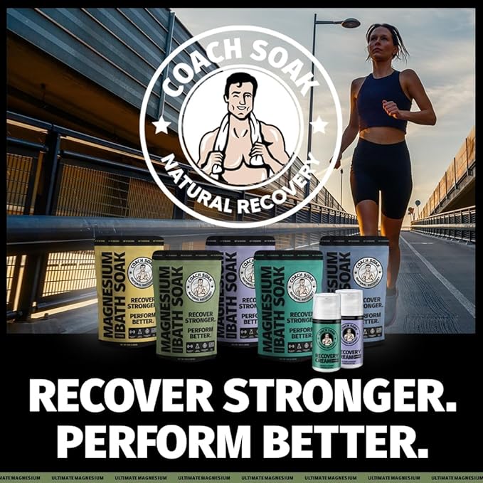 Coach Soak Recovery Bath Soak and Magnesium Lotion with MSM Eucalyptus Tea Tree Bundle (Eucalyptus)