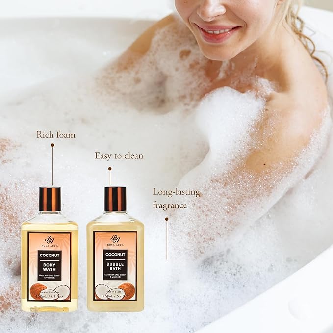 Mother's Day Gift for Mom, Spa Gift Set, 12pcs Spa Basket Set Coconut & Almond For Women & Men, Body Wash, Bubble Bath, Bath Soak, Manicure Set, Birthday Gifts, Gift for Her Home Bath, Self Care Kit