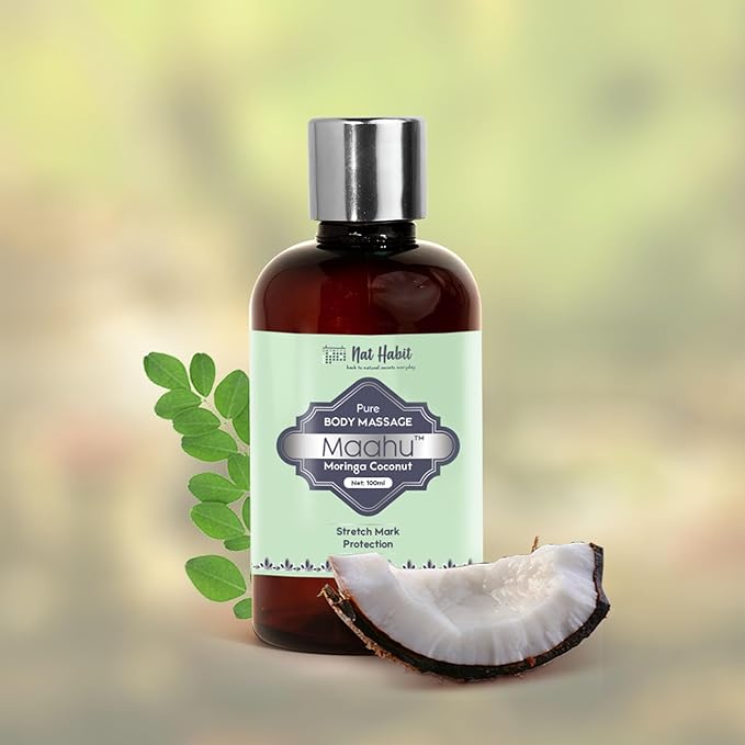 Pure Moringa Coconut Maahu, Ayurvedic Body Massage Oil, 100ml