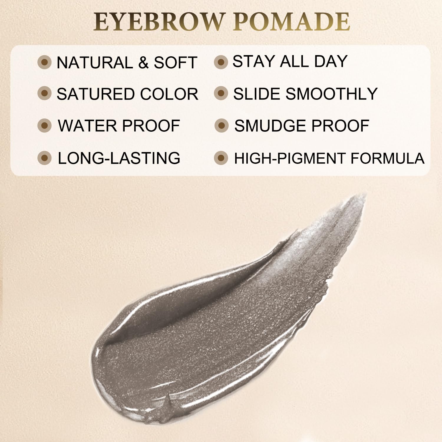 LAVONE Eyebrow Stamp Pencil Kit - Brow Stamp Trio with Waterproof Eyebrow Pencil, Eyeliner, Pomade, Dual-ended Brush - Grey
