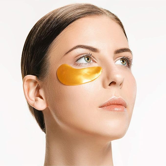 24k Gold Under Eye Collagen Patches, Reduce Puffy Eyes & Dark Circles, Illuminate Tired Eye Masks - Firms, Brightens, Energises (Packets - 30 Pair)