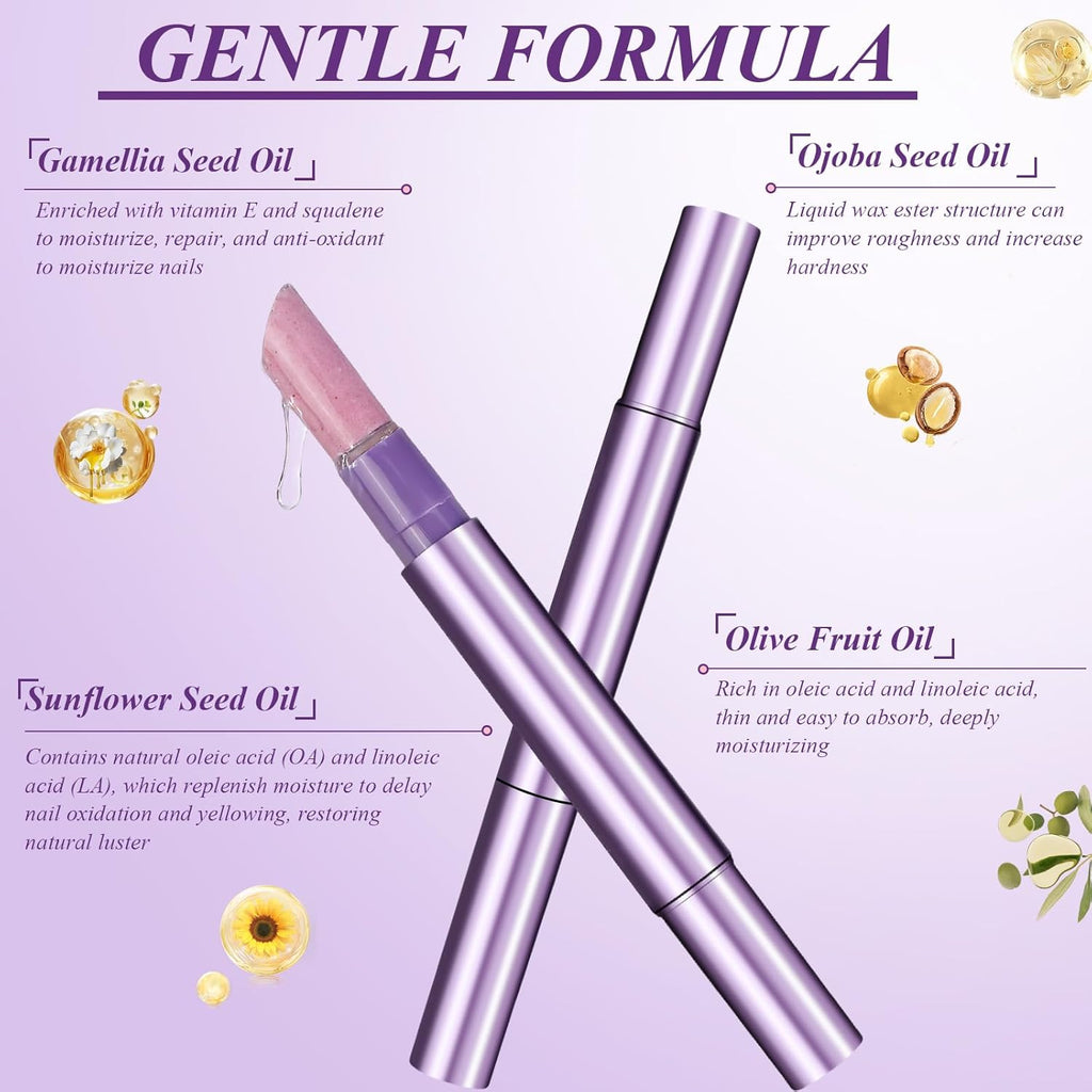 3-in-1 Cuticle Oil Pen, Cuticle Pusher Nail Oil Pen with Rotating Design, Nail Care Pen, Nail Buffer Pen for Hangnails, Dry and Damaged Nails, Moisturize Strengthen Daily Nails Care (1PC)