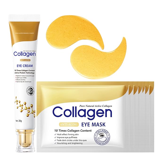 Collagen Eye Cream Anti Aging & 7PCS Eye Masks - eye Cream for Puffiness and Bags Under Eyes - Under eye cream for Da-rk Cir-cl-es - Nourishing & Firming Eye Mask - Eye Bags Treatment for Women