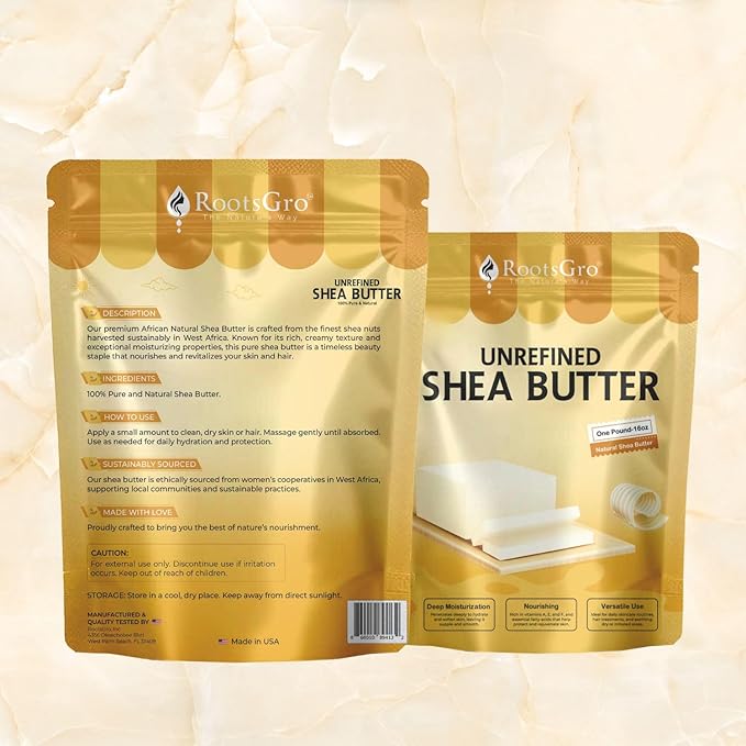 Unrefined Raw Shea Butter 16 Oz, Unprocessed Shea Butter, Moisturizer for Skin & Hair, Maximum Potency with Essential Nutrients, Nourishing, Vitamin-Rich, Non-Greasy - Suitable for All