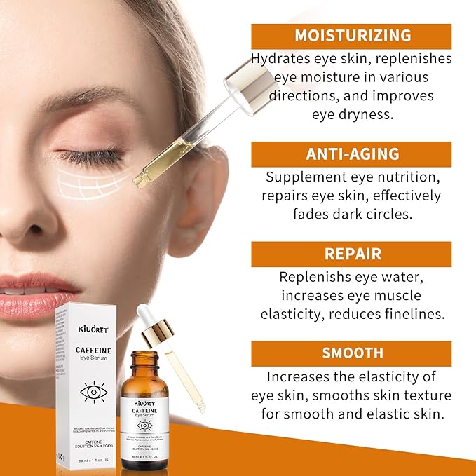 Caffeine Eye Serum with EGCG, 2 PCS 5% Caffeine Solution Reduces Pigmentation and Puffiness, Under Eye Serum for Dark Circles, Wrinkles and Fine Lines