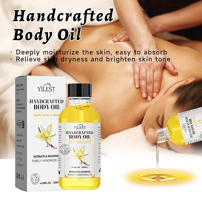 Vanilla Body Oil& Rejuvenation Nail Growth Oil for Dry Skin & Growth And Strength Rejuvenation ，Hydrating & Nourishing Moisturizer Nail Growth Oil Rejuvenation，Body Care Set for Women and Men