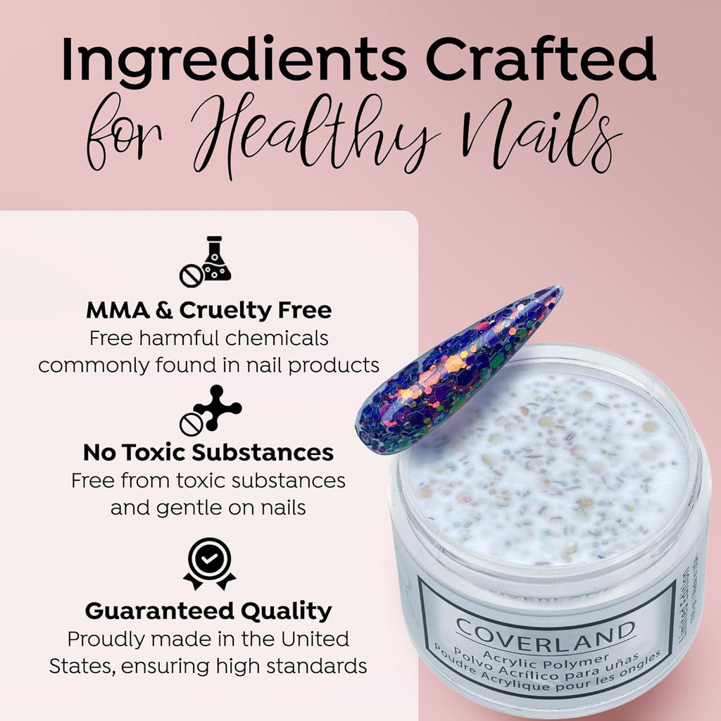 Tones Coverland Acrylic Nail Powder "Miami Nights" - Limited Edition Acrylic Powder for Nail Design, Sculpting, and Masking Nail Bed Imperfections - Professional Acrylic Nail Supplies - (1.5 Oz)