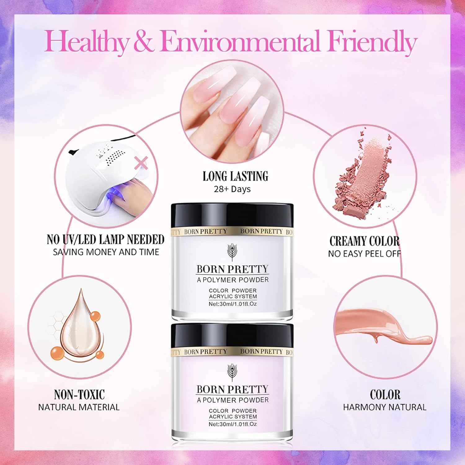 BORN PRETTY Acrylic Nail Kit with Everything ,96PCs Acrylic Powder and Liquid Monomer Set with 24Colors Glitters Acrylic Nail Brush Nail Tips Nail Primer Nail Art Supplies for Extension Gift