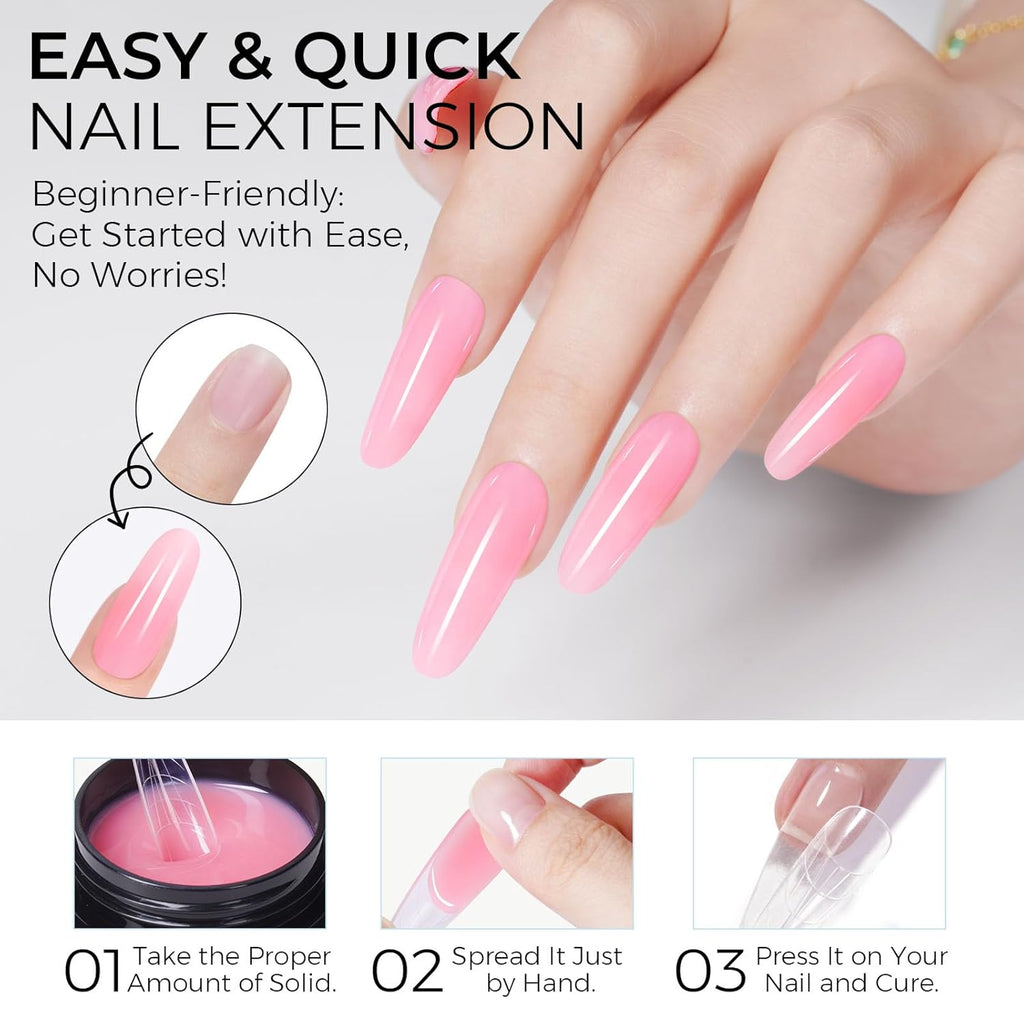 TOMICCA Hard Gel 3D Gel Nail Art Solid Builder Gel for Nails 50g 3D Nail Gel Sculpting Gel for Nail Art Non-Sticky Hand Hard Gel Carving Gel Nail Glue Extension Gel Pink