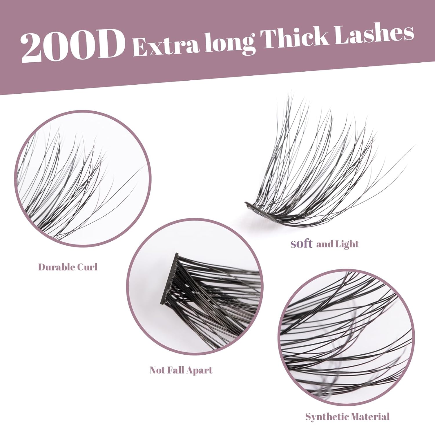 Ocean Pearl Lash Clusters 10-20mm 200D 300PCS Lashes DIY Lash Clusters Kit Individual Lashes Cluster Eyelash Extensions Natural Eyelashes DIY Eyelash Extension Kit with Bond+Seal+Remover+Tweezer-200D