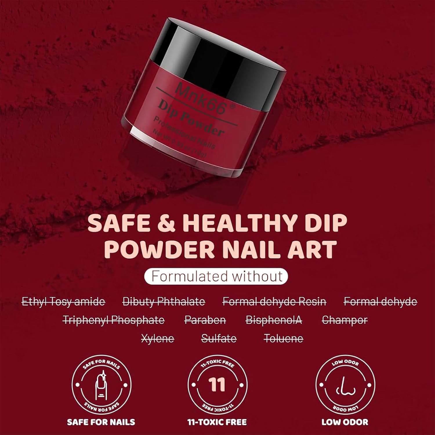 6 Colors Dip Powder Set, Hot Pink Red Dipping Powder Color Set, Glossy Nail Art Manicure DIY Salon Home Gift for Ladies (YYSDDPS-No.15-6pcs)