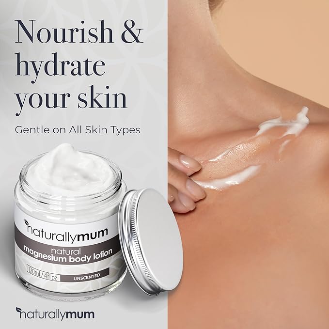 Magnesium Body Lotion [NATURAL & VEGAN] - Topical Magnesium Cream Lotion Support for Sleep, Bone, Heart & Muscle Health - Unscented - Made in UK & Safe for Kids