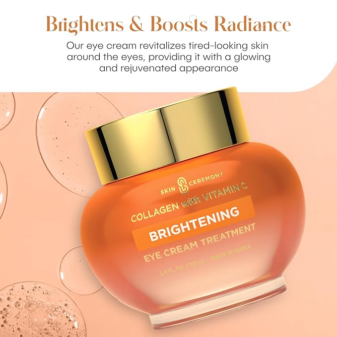 Collagen & Vitamin C Eye Cream - Hydrates, Reduces Puffiness & Dark Circles - Dermatologist Tested, Korean Skin Care for All Skin Types - 1.0 Fl. Oz