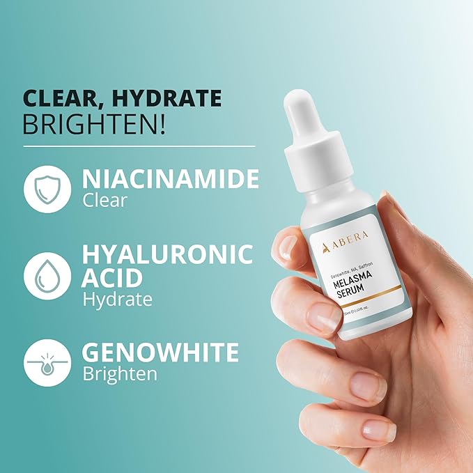 Abera Melasma Serum with Niacinamide and Hyaluronic Acid, Dark Spot Corrector Serum, Melasma Treatment for Face, Suitable for All Skin Types, 0.68 fl. Oz, Set of 3