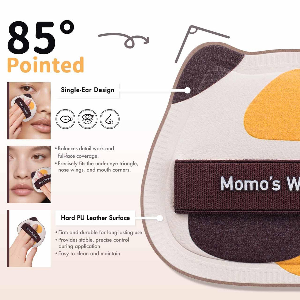 Tricolor Cat Puffs, Makeup Sponges Set, Dry&Wet Dual-Use Foundation Sponge, Expands 1.3x When Wet for Cream Foundation/Liquid Blush/Highlighter,2pcs Puffs & Storage Case