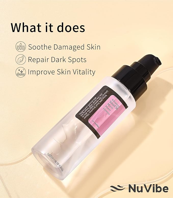 ADVANCED Snail Mucin 96% Essence – Hydrating Face Serum with Snail Secretion Filtrate for Dry, Dull Skin & Fine Lines | Korean Skin Care for Face, Eyes & Neck | 3.38 fl.oz (100ml)