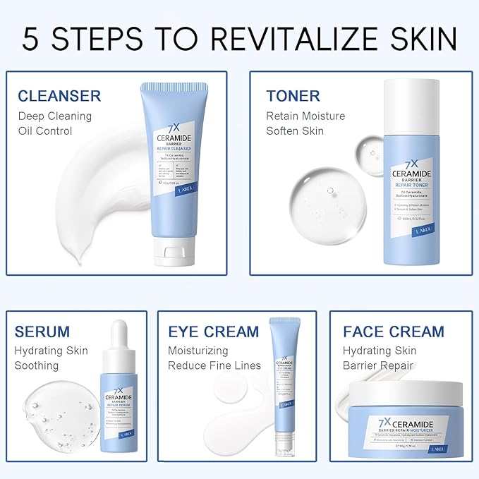 Skincare Set Ceramide Skincare Gifts for Teen Girls Strengthen Skin Barrier, Beauty Gift Sets Skin Care Kits, Travel Essentials, Facial Kit for Women & Girls Hydrating, Anti-Aging Skin
