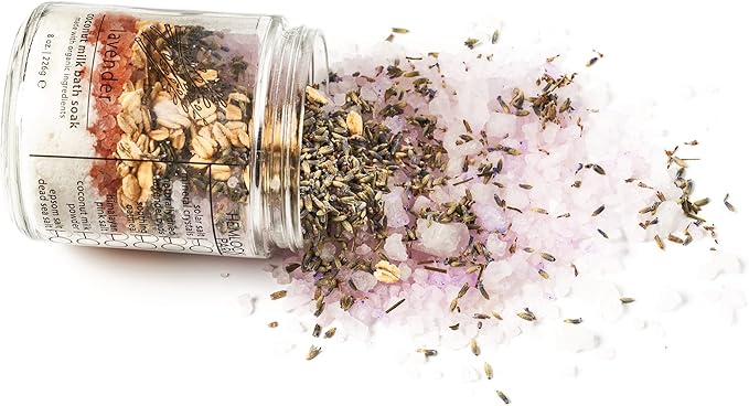 Hemlock Park Lavender Coconut Milk Bath Soak | Organic Coconut Milk, Botanicals, Dead Sea, Epsom, and Himalayan Pink Mineral Salts | 9.5 oz Jar