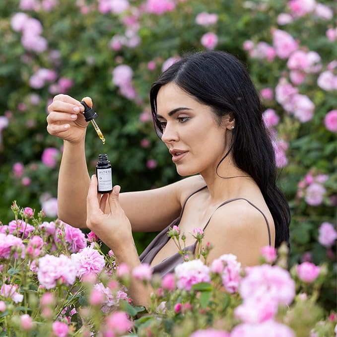 Alteya Organics Face Serum USDA Certified Organic Skin Care 0.68 Fl Oz/20 mL Bio Damascena Award-Winning Rose Otto Treatment With Organic Bulgarian Rose Oil Nourishing, Skin-reviving and Illuminating