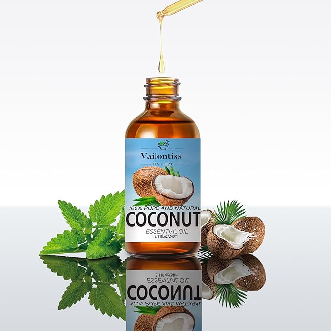 Coconut Oil - Carrier Oil for Hair Growth,Relaxing Massage and Body Oil, Pure Non-Greasy Coconut Oil for All Hair Types and Skin(Coconut Oil, 8 Fl Oz)