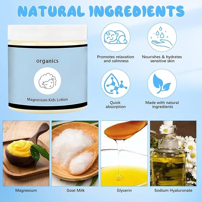 Magnesium Lotion for Kids, Junior's Bedtime Lotion, Magnesium Lotions For Sleep,Topical Magnesium Cream & Body Lotion Helps Stay Calm at Bedtime and During The Night(1pc)
