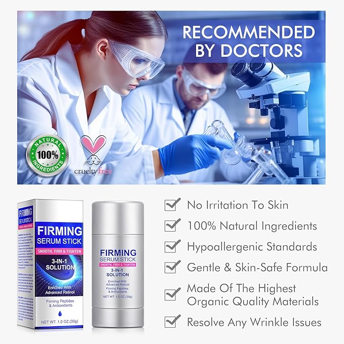 Advanced Retinol Firming Serum Stick,Retinol Face Stick,3-in-1 Smooth,Tighten and Firm Face,Neck & Jawline, Reduces Wrinkles,Nourishing Anti Aging Repair Cream for All Skin Types,1.0 OZ.(30G)