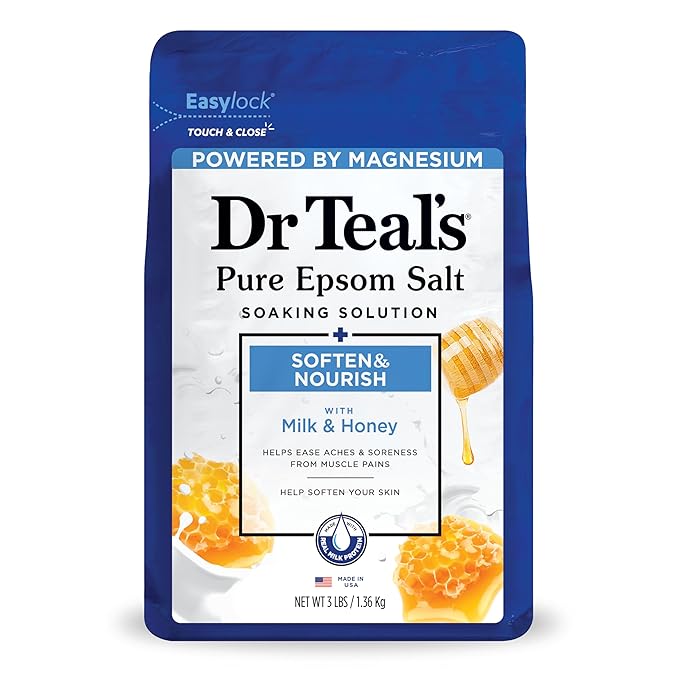 Dr Teal's Epsom Salt Soaking Solution, Soften & Nourish with Milk and Honey, 48 Oz