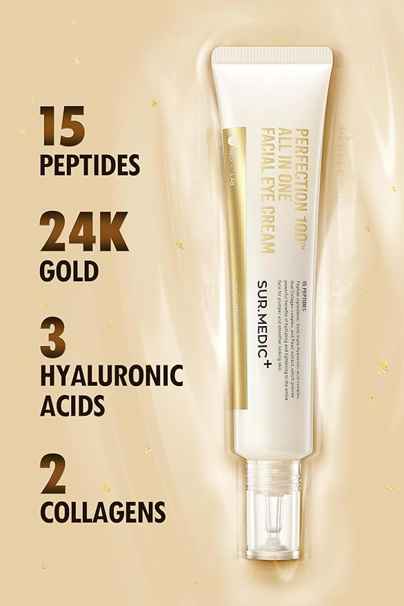 SUR.MEDIC+ 24K Gold Perfection All In One Cream for Face & Eye with Hyaluronic Acid, Panthenol and 24 Gold 1.18 oz