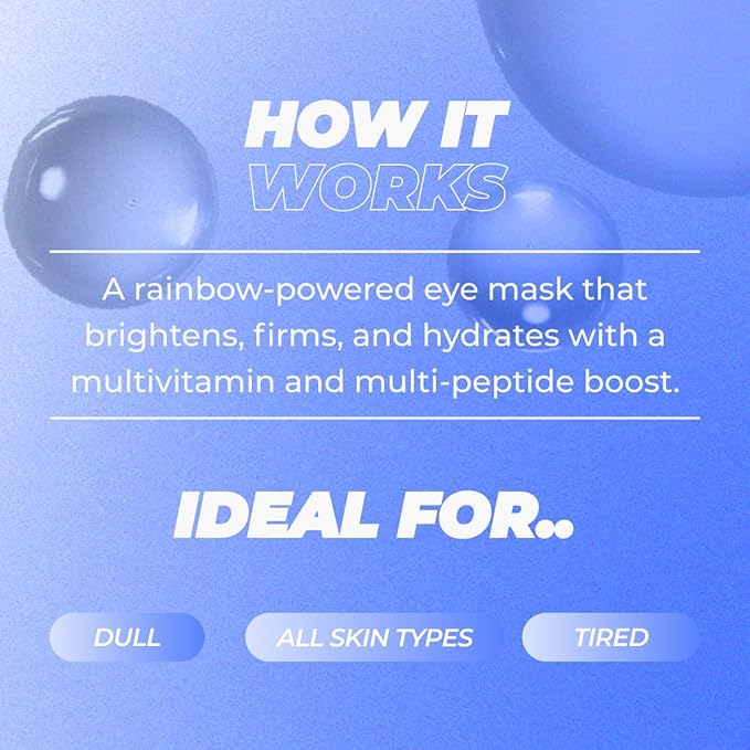 Vitamasques Multivitamin Rainbow Eye Pads 3-Pack - Hydrating and Firming - Korean Skin Care Reduce Fine Lines, Puffiness, Wrinkles & Dark Circles