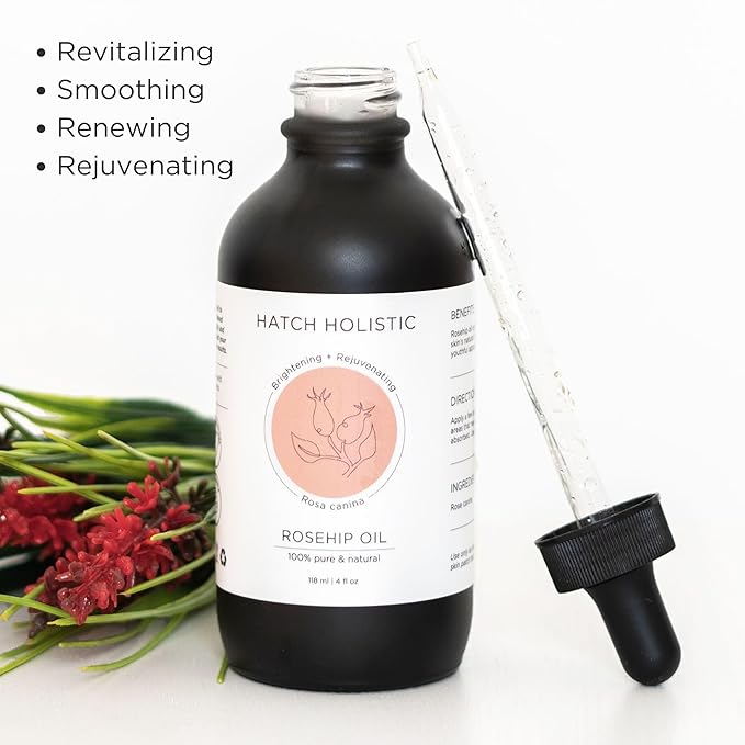 Organic Rosehip Oil – 4 fl oz, 100% Pure, Cold-Pressed, Unrefined – Natural Anti-Aging Serum for Skin Brightening, Firming, and Rejuvenation