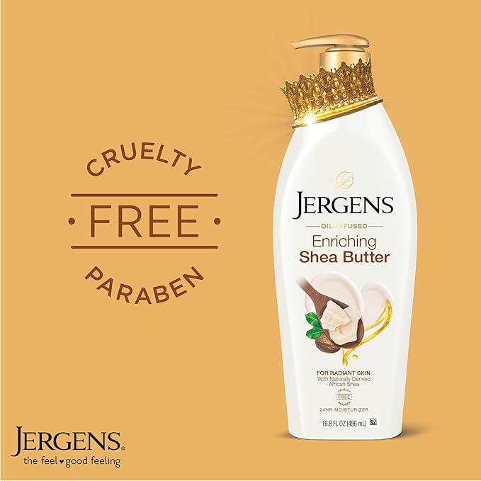 Jergens Shea Butter Hand and Body Lotion, Deep Conditioning Moisturizer, 3X More Radiant Skin, with Pure Shea Butter, Dermatologist Tested, 16.8 Oz, Pack of 3